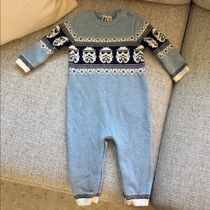 Janie and Jack Star Wars Blue and White Knit Onesie 6-12mo